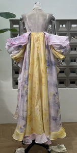 Heavenly Pastel Oversized Ruffle Backless Maxi Dress