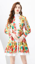 Load image into Gallery viewer, All Brighten Stand Collar Neck &amp; Puff Sleeve Mini Dress