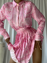 Load image into Gallery viewer, Pinky Cotton Geometric Shirt and Pleated Mini Skirt