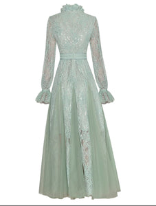 Pretty Pastel Lace Ruffle Dress