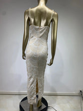 Load image into Gallery viewer, White Pearl Beaded Maxi Dress