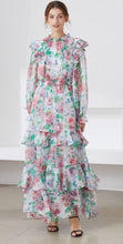 Load image into Gallery viewer, Muted Flower meadow tiered maxi dress