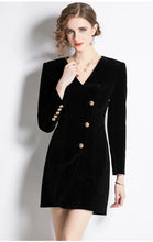Load image into Gallery viewer, Black Velvet Back Zipper Mini Dress