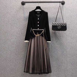 Velvet Chic Suit - jacket, elasticated skirt and belt