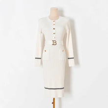 Load image into Gallery viewer, Knitted “B” dress with belt - comes in black, white, tan and pink