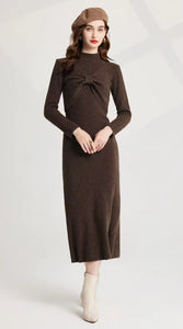 Knitted Criss-Cross Bow Pullover & Midi Dress - comes in three colours
