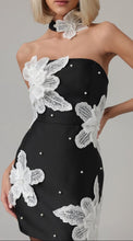 Load image into Gallery viewer, Embroidered Flowers &amp; Pearls Mini Dress with matching chocker