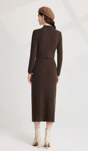 Knitted Criss-Cross Bow Pullover & Midi Dress - comes in three colours