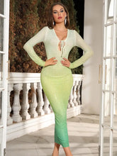 Load image into Gallery viewer, Gradient Diamond Green Mid-Calf Bodycon Dress