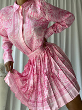 Load image into Gallery viewer, Pinky Cotton Geometric Shirt and Pleated Mini Skirt