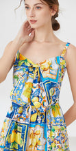 Load image into Gallery viewer, When life gives you lemons strappy midi dress