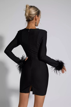 Load image into Gallery viewer, Lux Feather Cuff Dress - comes in pink and black