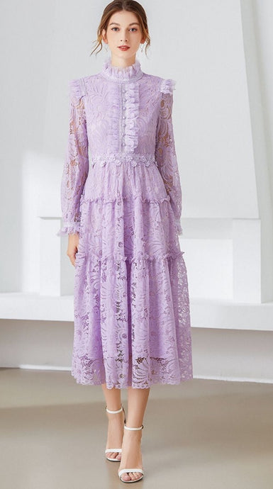 Lilac Lavender lace Midi dress