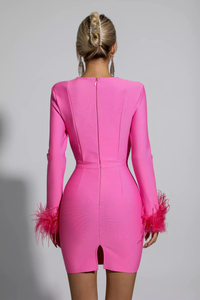 Lux Feather Cuff Dress - comes in pink and black