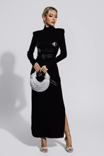 Load image into Gallery viewer, Black Buckle Knitted Dress