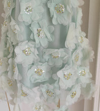 Load image into Gallery viewer, Minty 3D Mesh Flowers, Beads, Rhinestones &amp; Sequined Mini Dress with Belt