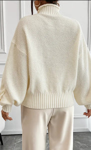 Cream Rose Turtleneck Jumper