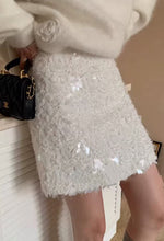Load image into Gallery viewer, Wonderland White Sequin Mini Skirt