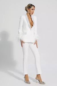 White Feather & Diamanté Suit