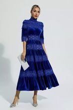 Load image into Gallery viewer, Blue Velvet Maxi Dress