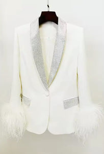 White Feather & Diamanté Suit