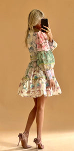 Exquisite Vintage Print Mini Dress