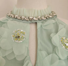 Load image into Gallery viewer, Minty 3D Mesh Flowers, Beads, Rhinestones &amp; Sequined Mini Dress with Belt
