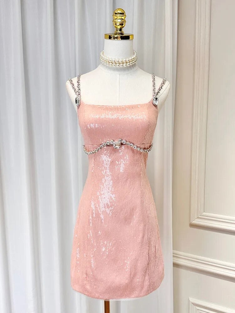 SUSIE COLLECTION Sequin & Diamontees Strappy Mini Dress