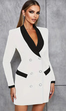 Load image into Gallery viewer, Elegant Fitted V Neck Blazer Dress - comes in blue &amp; white