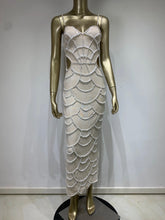 Load image into Gallery viewer, White Pearl Beaded Maxi Dress