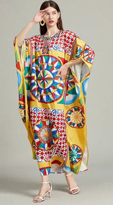 Colour Block Print Boho Maxi Dress