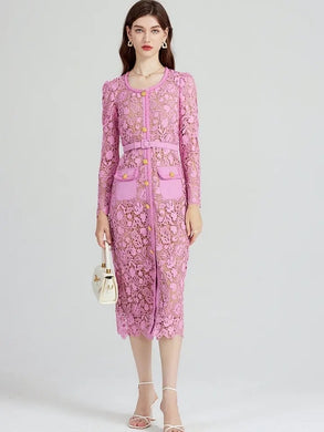 Pink Lace midi dress