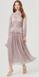 Ooh La La Luxury Diamanté Chain Pleated MIDI Dress - comes in four colourways