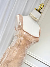 Load image into Gallery viewer, SUSIE COLLECTION Blush Spliced Sequined Split Camisole Blackless Dress