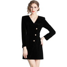 Load image into Gallery viewer, Black Velvet Back Zipper Mini Dress