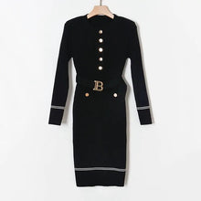 Load image into Gallery viewer, Knitted “B” dress with belt - comes in black, white, tan and pink