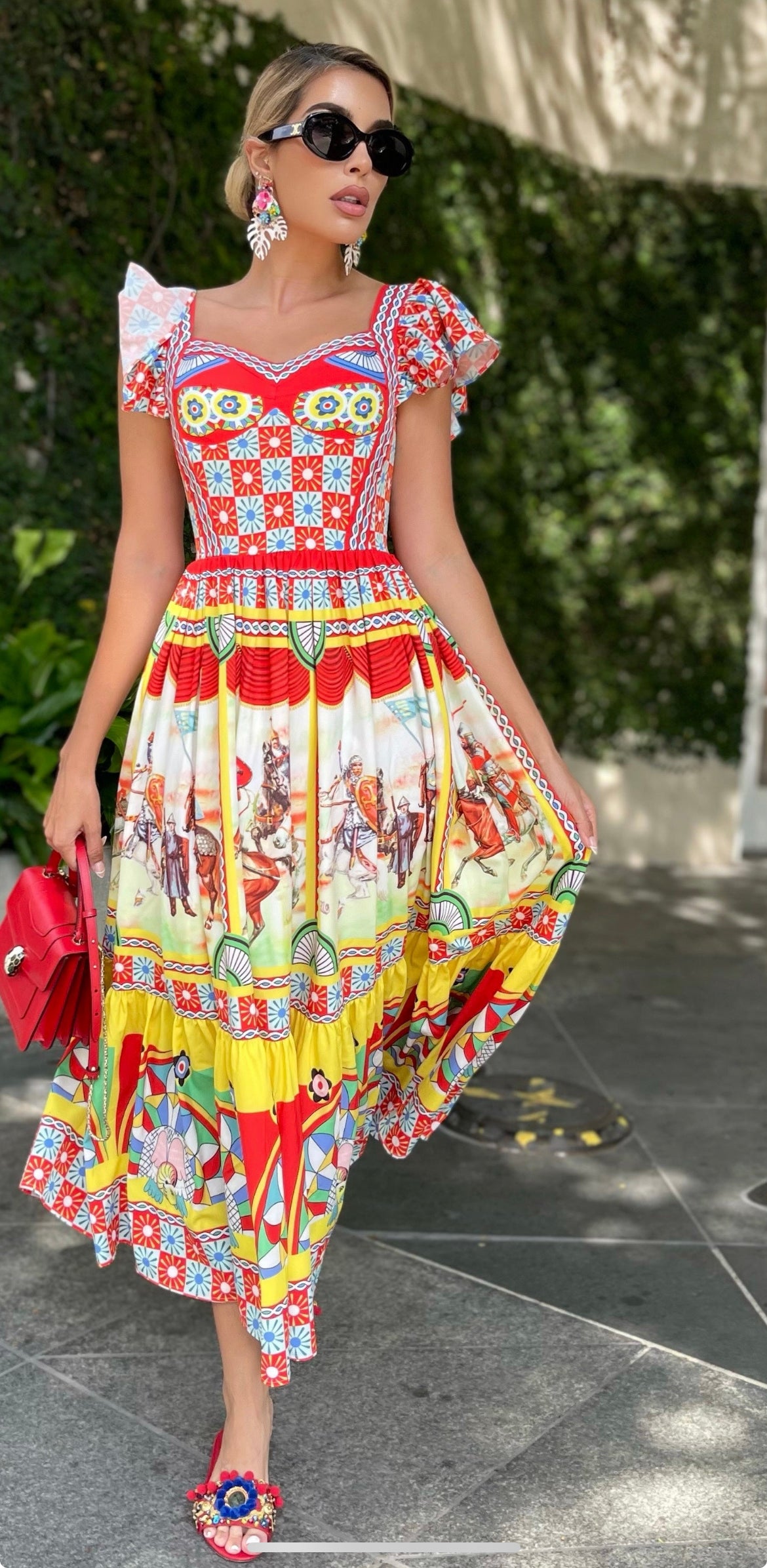 Horse print midi dress 2025