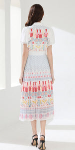 Tulip & flowers patterned maxi dress