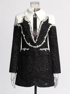 “Like a Star” Sequins & Pearls Mini Dress