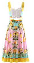 Load image into Gallery viewer, Portofino Spaghetti Strap Top + Lemon Printed Midi Skirt