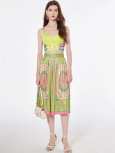 Load image into Gallery viewer, Bra Spaghetti Strap Crop Top + Pleated Midi Skirt - comes in Four colours