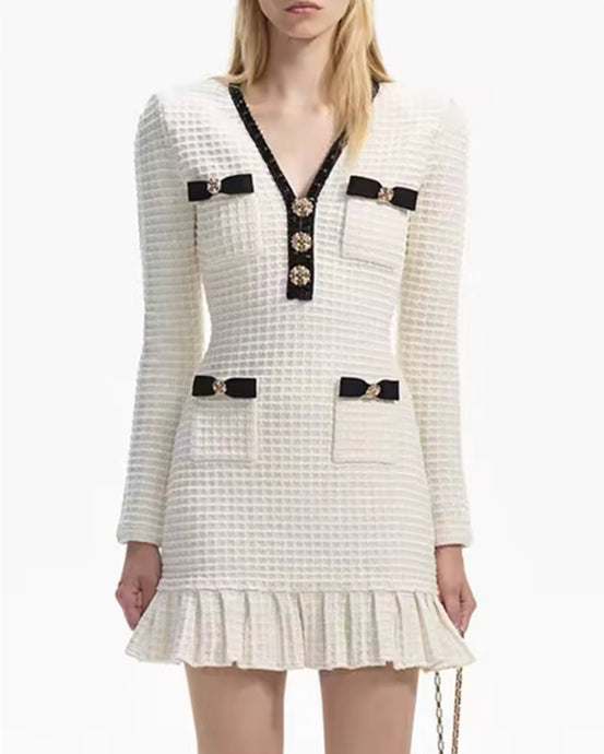 White Swan Sparked Collar Mini Dress