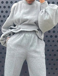Belt me in Lantern Sleeve Top & High-Waist Trousers