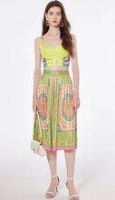Load image into Gallery viewer, Bra Spaghetti Strap Crop Top + Pleated Midi Skirt - comes in Four colours