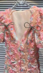 Princess Colourful Floral V-Neck Mini Dress