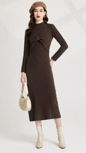 Knitted Criss-Cross Bow Pullover & Midi Dress - comes in three colours