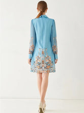 Load image into Gallery viewer, Lantern Sleeve A Line Dress with Floral Print and Peter Pan Collar