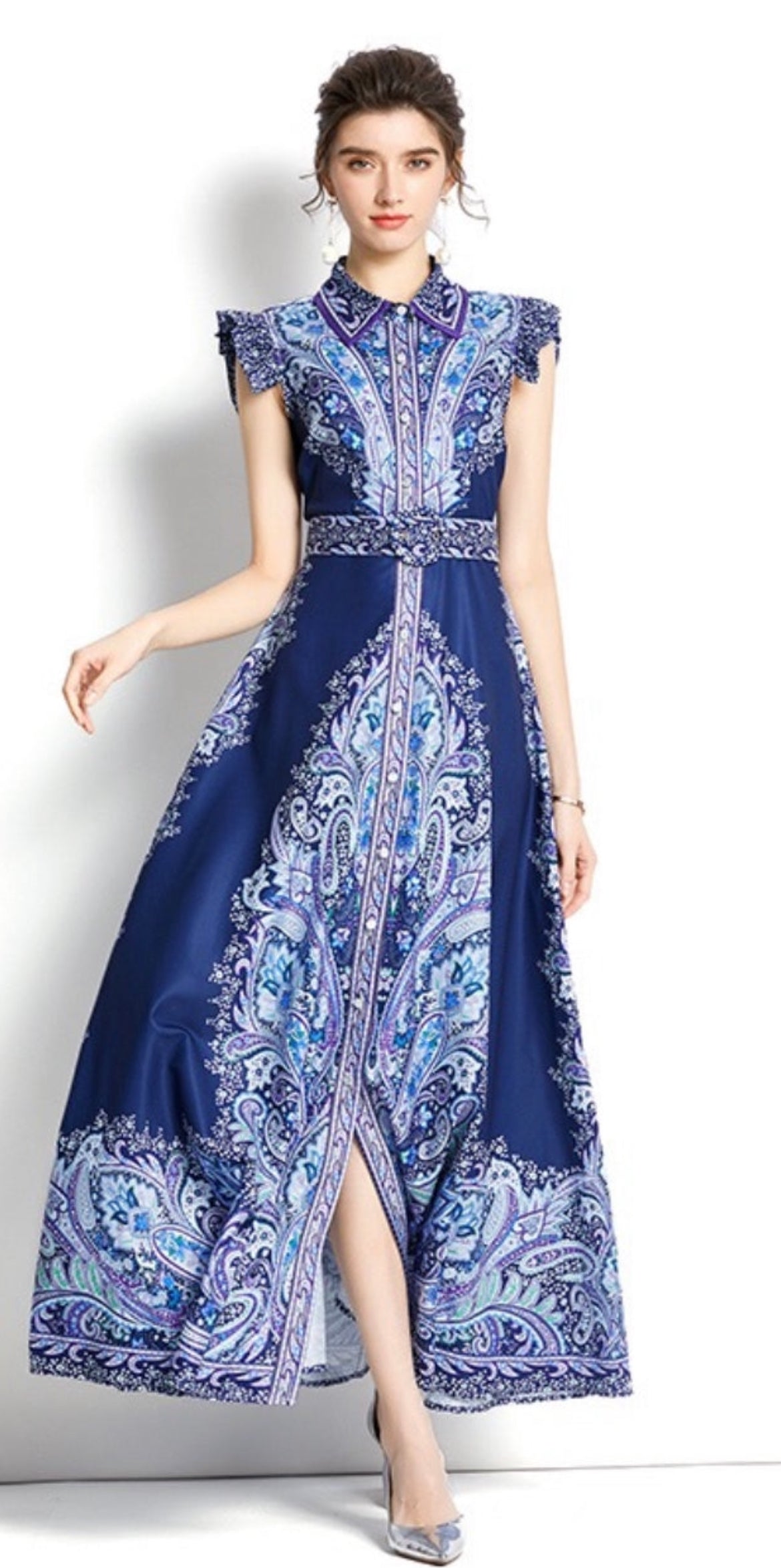 Paisley Maxi Dress - comes in navy, white or Green