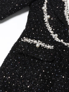 “Like a Star” Sequins & Pearls Mini Dress