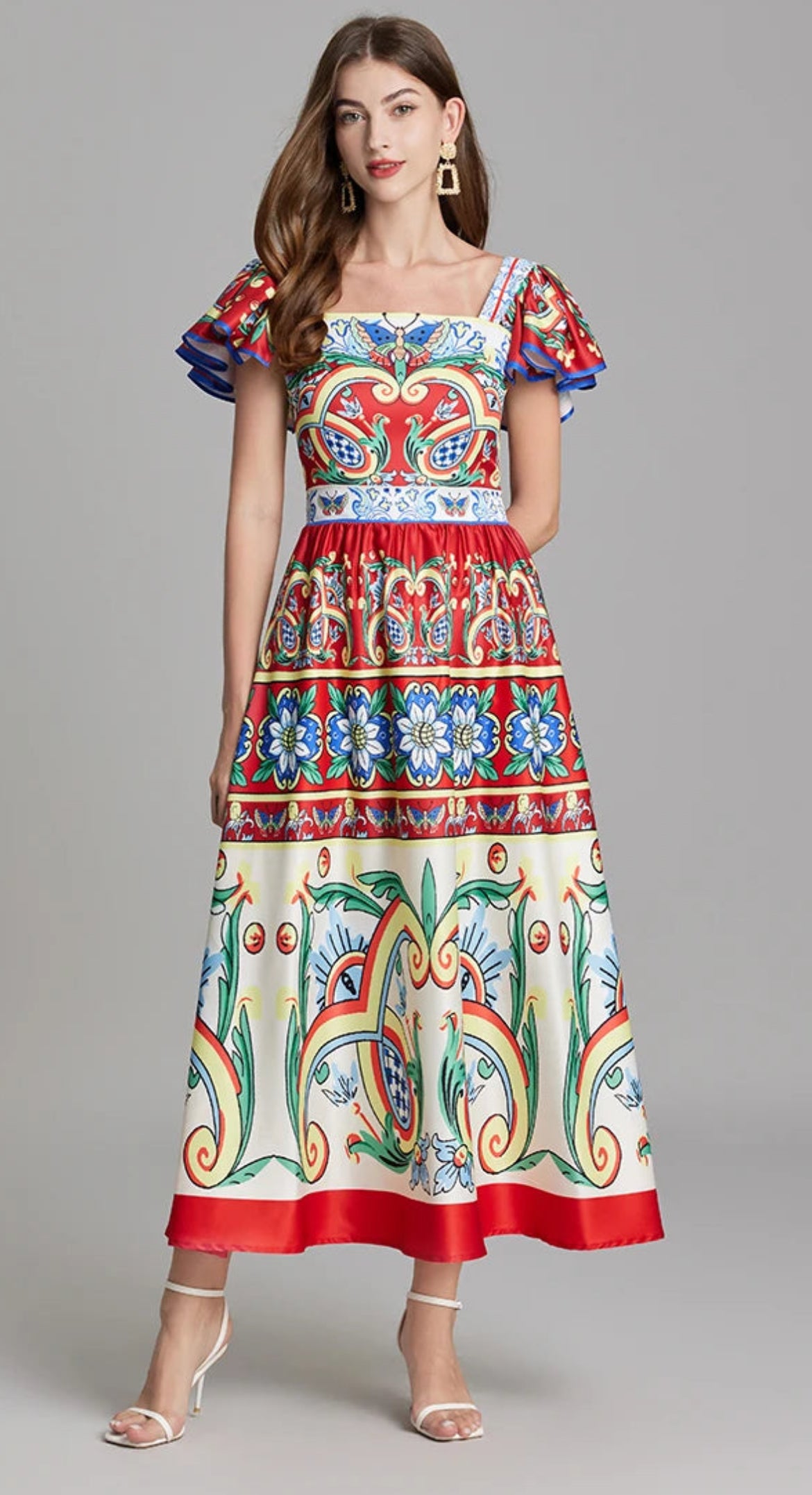 All Circus Flutter Sleeve Midi Dress